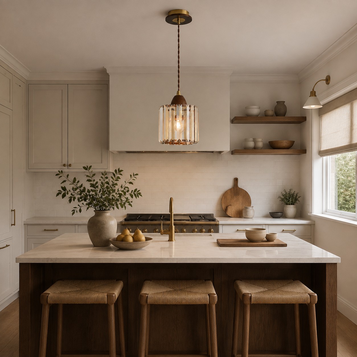 Crystal pendant light interior scene
